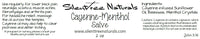 Cayenne-Menthol Salve - Natural Health, Neuralgia, Sciatica, Muscle Aches, Fibromyalgia, Headache, Backache