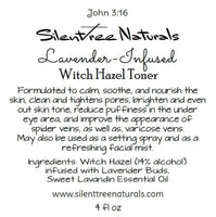 Lavender-Infused Witch Hazel Toner - 2 fl oz, 4 fl oz, Natural Skincare, Setting Spray, Natural Astringent, Acne, Spider Veins