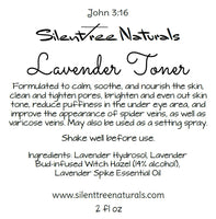 Lavender Toner - 2 fl oz, 4 fl oz, Natural Skincare, Setting Spray, Natural Astringent, Acne, Spider Veins