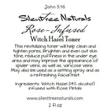 Rose-Infused Witch Hazel Toner - 2 fl oz, 4 fl oz, Natural Skincare, Setting Spray, Natural Astringent, Acne, Spider Veins