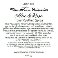 Aloe & Rose Toner/Setting Spray - Natural Skincare Witch Hazel, Moisturizing Aloe Vera, Natural Astringent