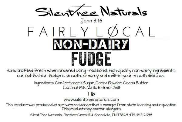 Fairly Local NON-DAIRY Fudge - Homemade Fudge, Old-Fashioned Chocolate Fudge Made With Cocoa Butter and Coconut Milk, 1 Pound, Creamy, Delicious Traditional Fudge, Simple All-Natural Organic Ingredients, Free Shipping