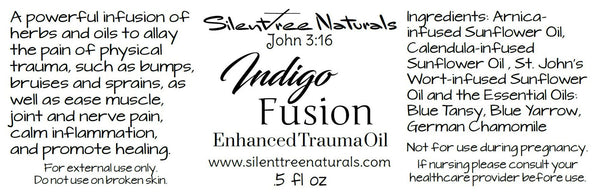 Indigo Fusion Enhanced Trauma Oil - 1 or .5 fl oz Rollerball, Joints, Muscles, Nerves, Bruises, Blue Essential Oils