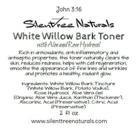 White Willow Bark Toner with Rose Hydrosol and Aloe Vera - Natural Skincare, Anti-Inflammatory, Clears Skin, Reduces Redness, Free Shipping