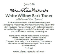 White Willow Bark Toner with Rose Hydrosol and Aloe Vera - Natural Skincare, Anti-Inflammatory, Clears Skin, Reduces Redness, Free Shipping