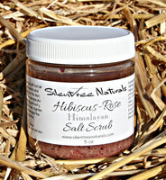 Hibiscus-Rose Himalayan Salt Scrub-Hydrate, Exfoliate, Tone, Tighten, Moisturize, Detox, Boost Circulation, Natural Skincare, Free Shipping