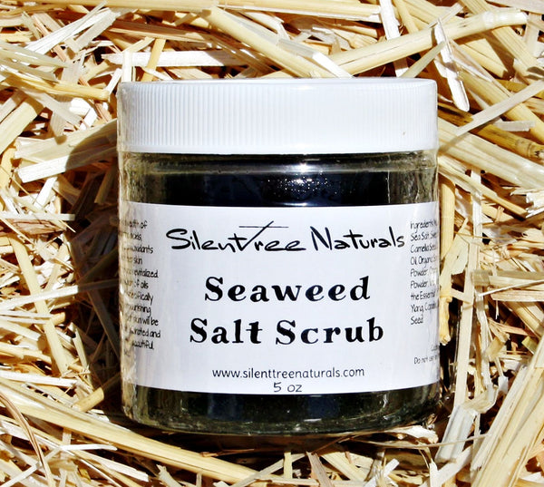 Seaweed Salt Scrub - Natural Skincare, Exfoliating Face Scrub, Natural Sea Salt Scrub, Spirulina, Chlorella